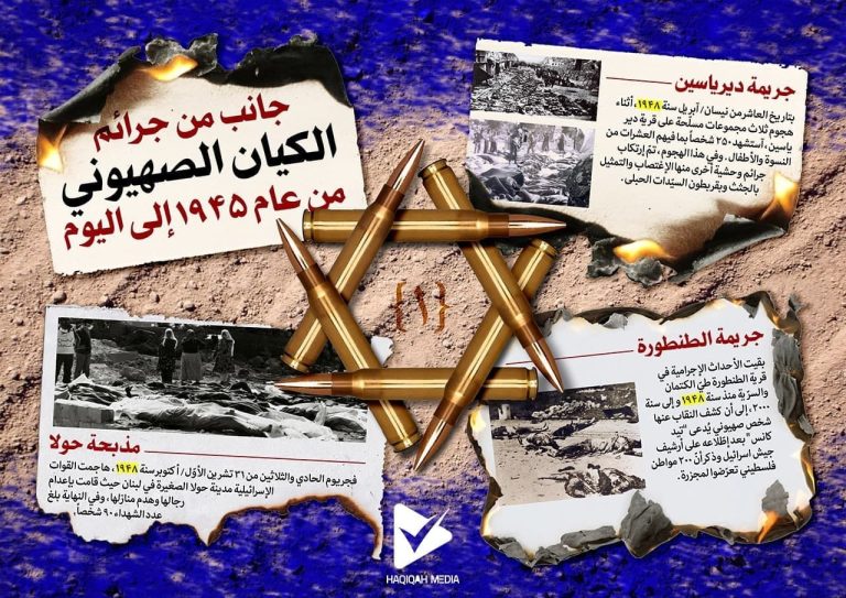 جانب من جرائم الکیان الصیوني من عام ۱۹۴۵ إلی الیوم