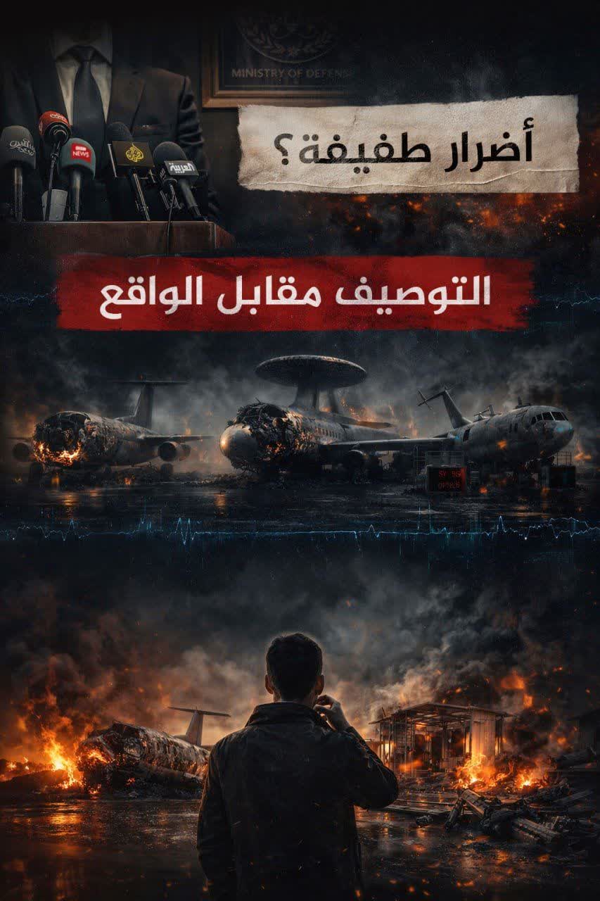 «التوصيف مقابل الواقع» استناداً إلى تداولات إعلامية وتصريحات متباينة، يُثار جدل حول وصف الضربات بأنها «طفيفة»، رغم استهداف أصول جوية استراتيجية عالية القيمة، ما يعكس فجوة بين التوصيف والواقع.