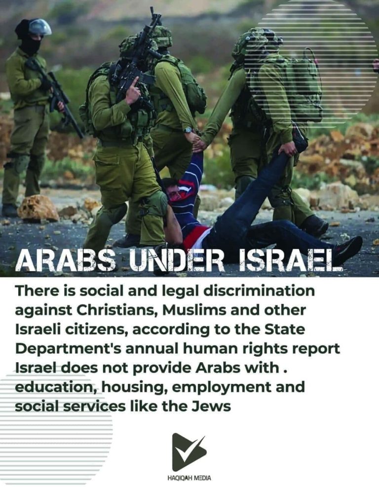 ARABS UNDER ISRAEL There is social and legal discrimination against christians, Muslims and other lsraeli citizens, according to the state Department's annual human rights report Israel does not provide Arabs with. education, housing, employment and social services like the Jews