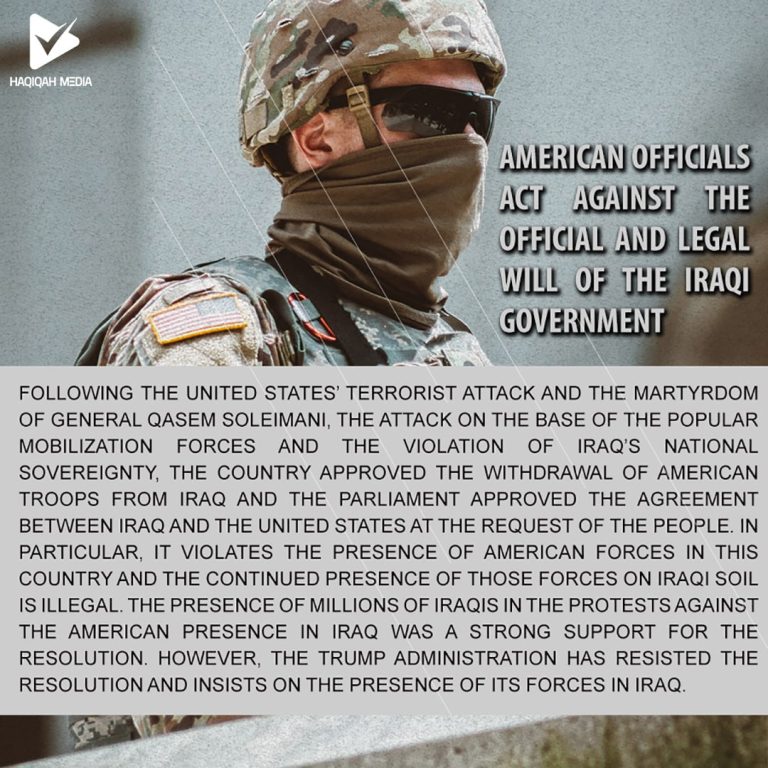AMERICAN OFFICIALS ACT AGAINST THE OFFICIAL AND LEGAL WILL OF THE IRAQI GOVERNMENT