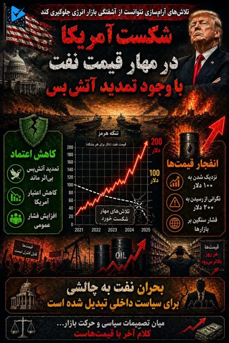 شکست امریکا در مهار قیمت نفت با وجود تمدید اتش بس