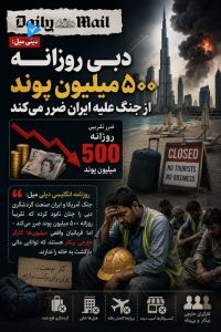 دیلی میل: دبی روزانه 500 میلیون پوند از جنگ علیه ایران ضرر میکند.